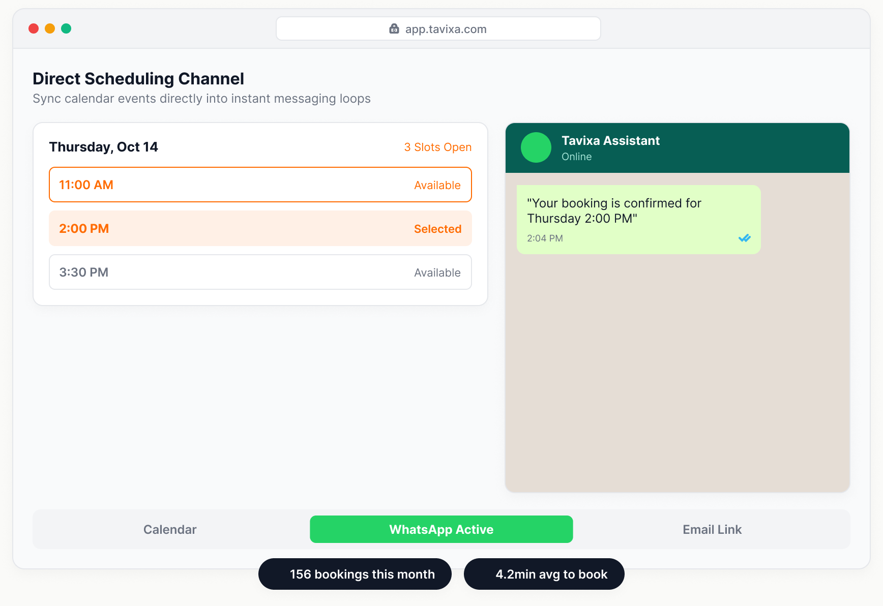 Booking & WhatsApp